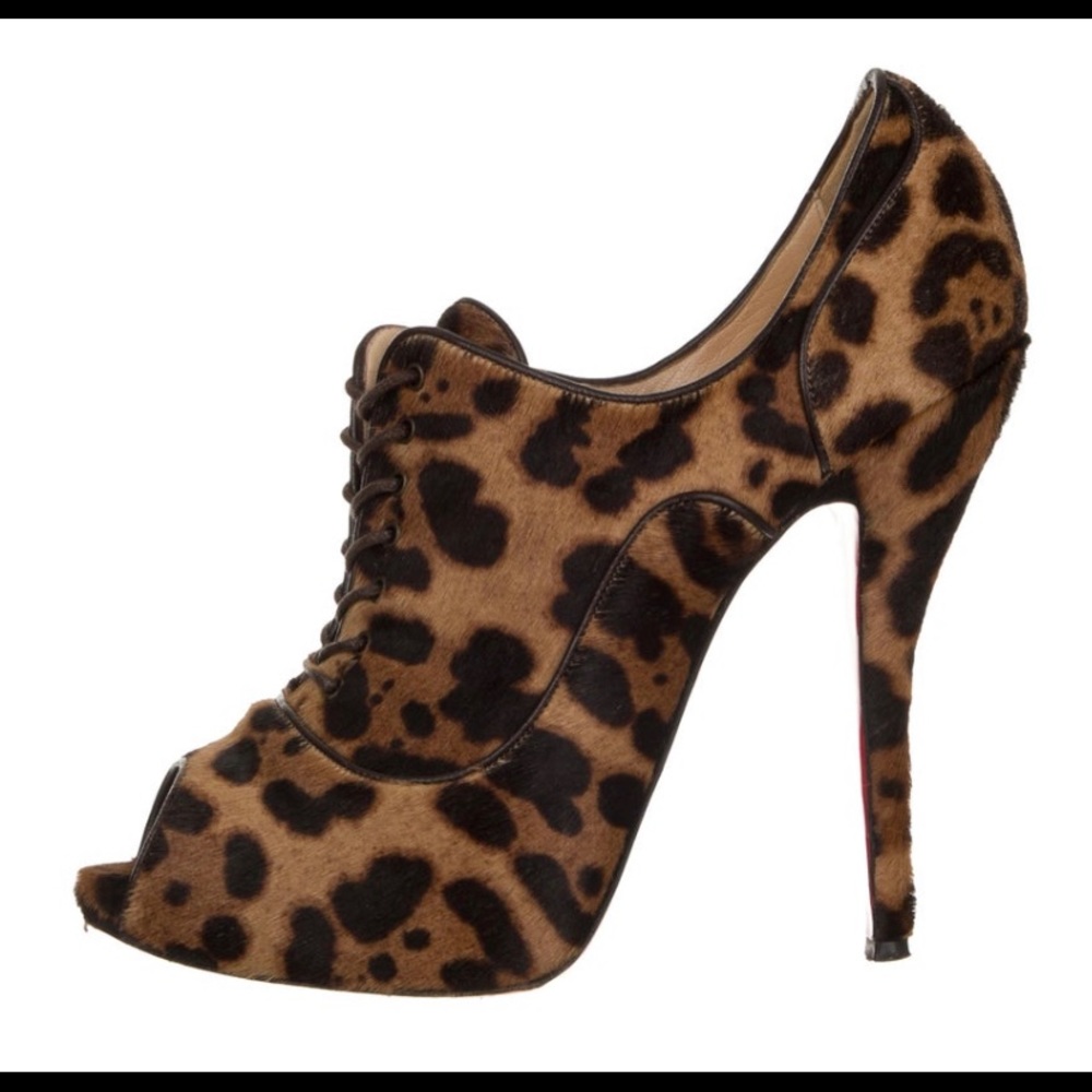 Christian Louboutin  pony hair peep toe boot